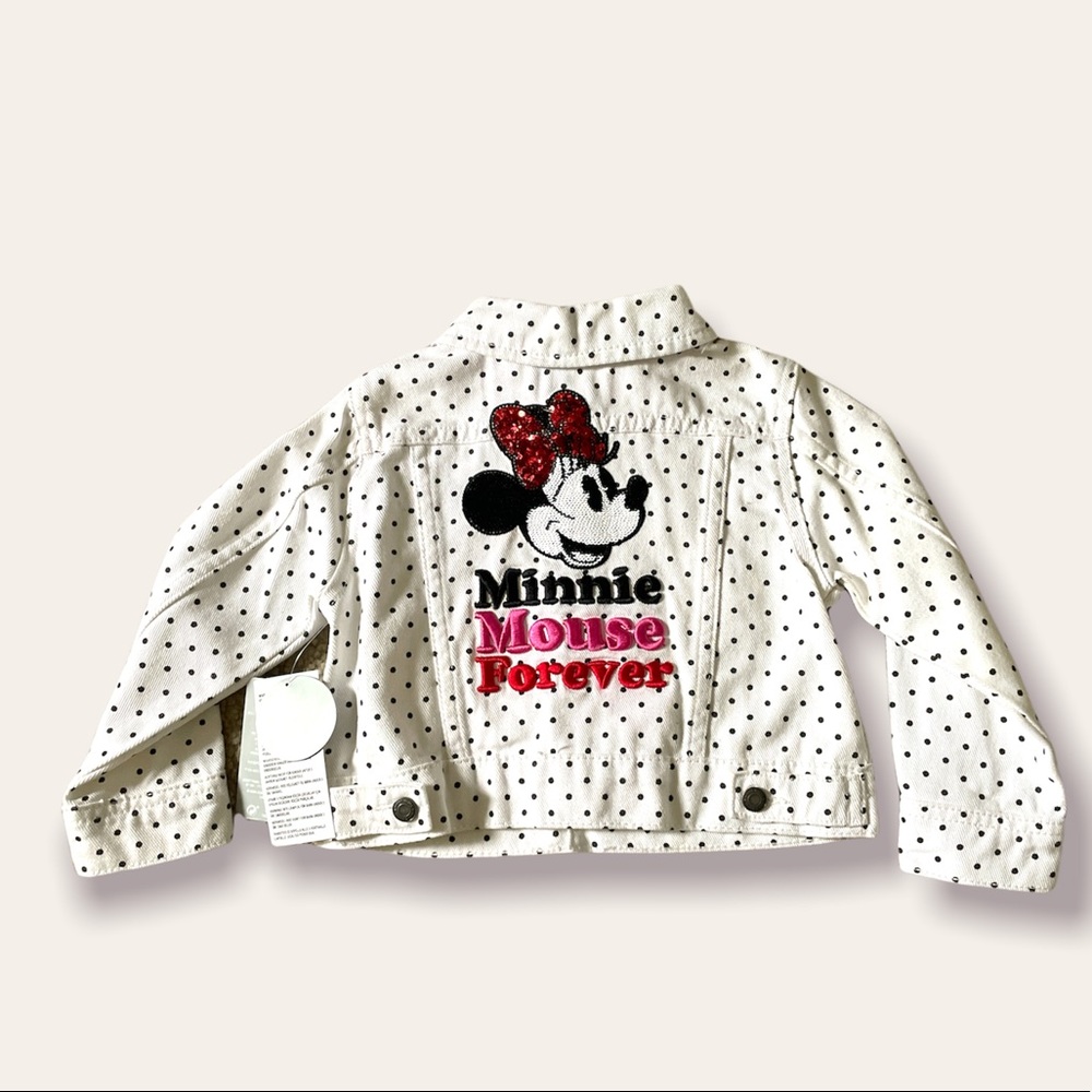Disney Toddler Girl 3T Minnie Mouse White Polka Dot Denim Jacket